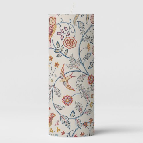 Birds and Flowers William Morris Pillar Candle