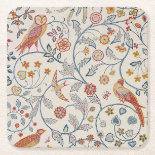 Birds and Flowers, William Morris Square Paper Coaster