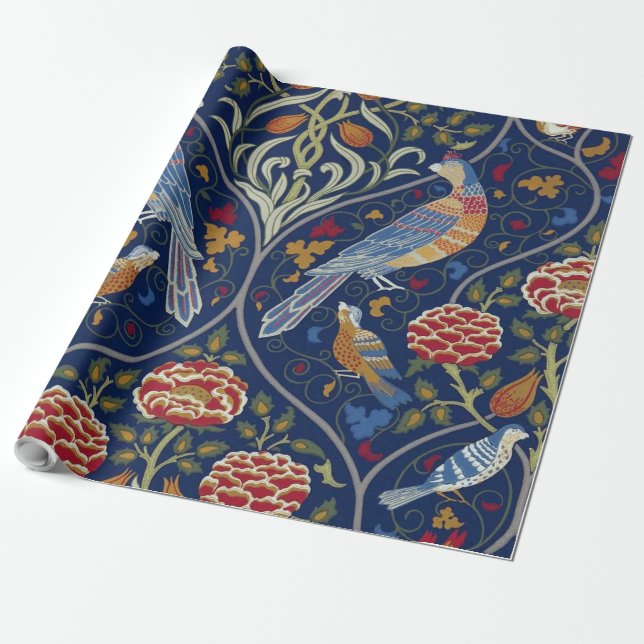 Birds and Flowers, William Morris Wrapping Paper (Unrolled)