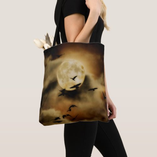 Birds And Golden Clouds Tote Bag