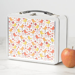 Birds and Hearts Metal Lunch Box