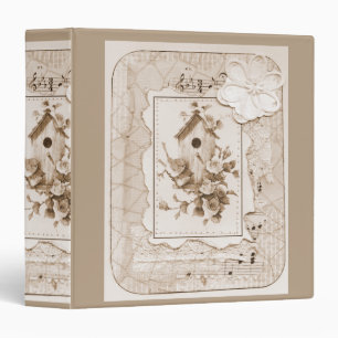 Birds And House Shabby Chic 3 Ring Binder