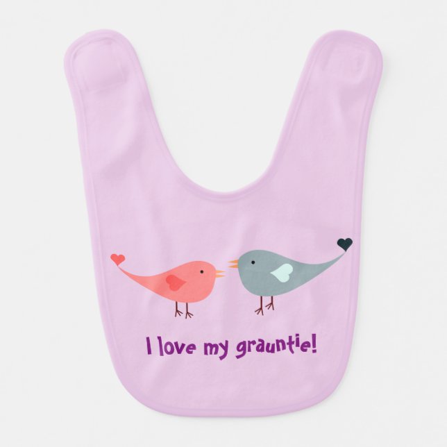 Birds and "I love my grauntie!"  tee Baby Bib (Front)