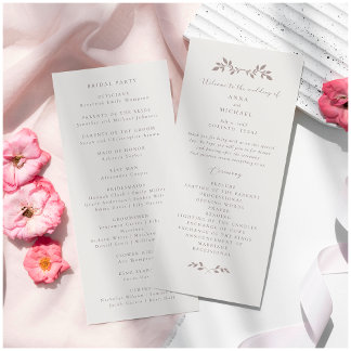 Birds and leaves, romantic Flat wedding Program