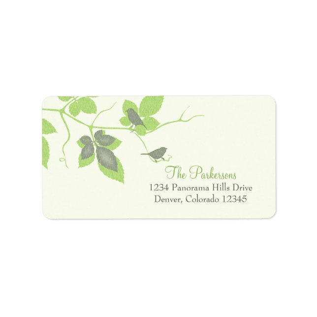 Birds and Leaves Wedding Address Labels (Front)