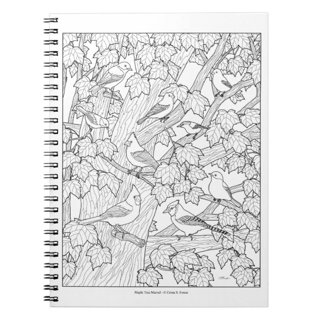 Birds and Maple Tree U-Color Notebook (Front)