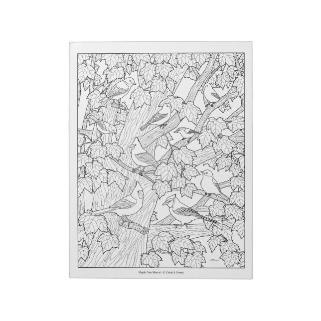 Birds and Maple Tree U-Color Notepad (Rotated)