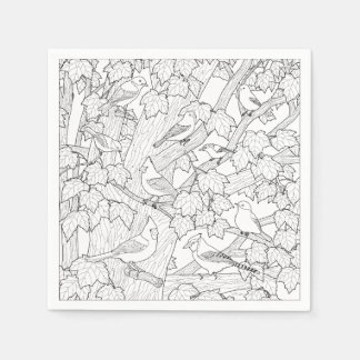 Birds and Maple Tree U-Color Paper Napkins