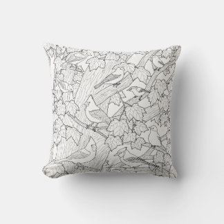 Birds and Maple Tree U-Paint Fabric Throw Pillow