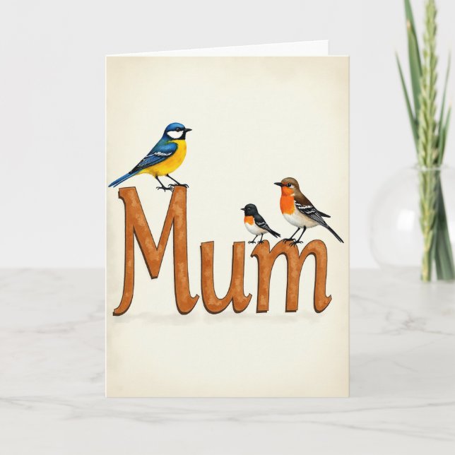 Birds And Mum Illustration Card (Front)