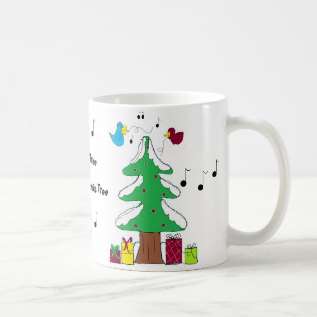Birds and Musical Notes Christmas mug (Right)