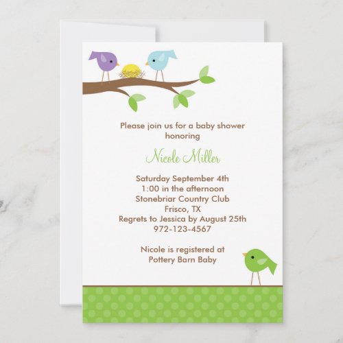 Birds and Nest Baby Shower Invitation