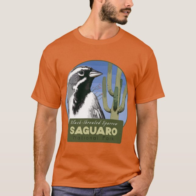 Birds and Parks Saguaro National ParkBlackthroated T-Shirt (Front)
