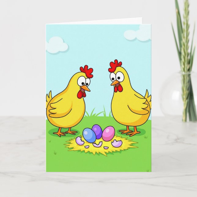 Birds And Pastel Eggs Card (Front)