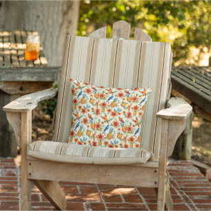 Birds and Pineapples Outdoor Pillow