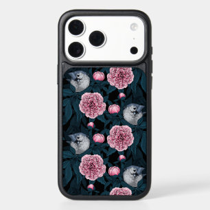 Birds and pink peony flowers with leaves iPhone 17 pro max case