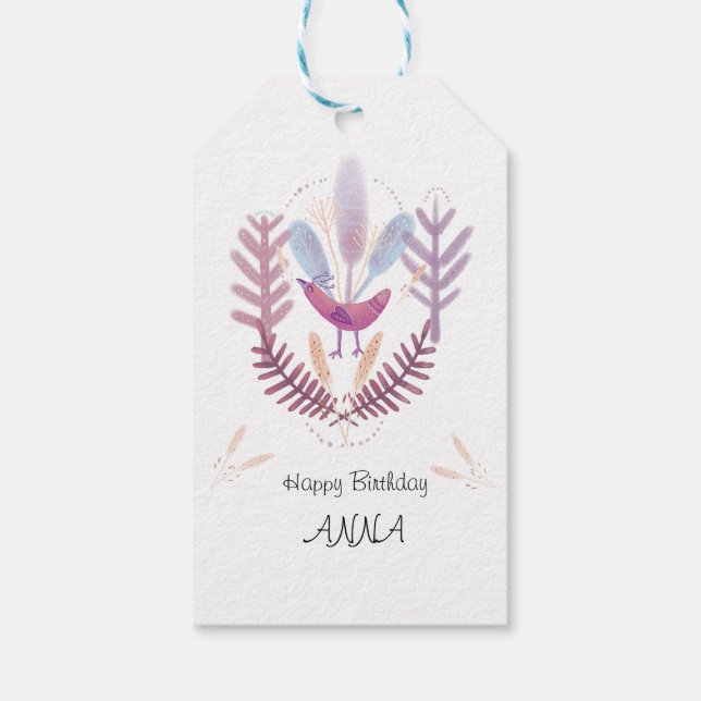 birds and plants  gift tags (Back)