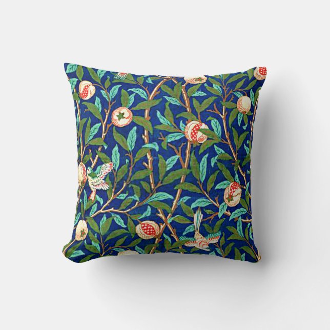 Birds and Pomegranates Throw Pillow (Front)