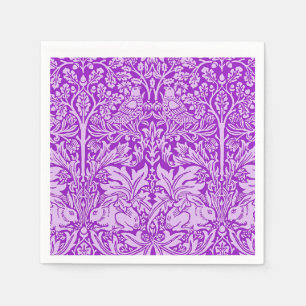 Birds and Rabbits design, colorful lavender, Napkins