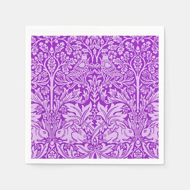 Birds and Rabbits design, colorful lavender, Napkins (Front)