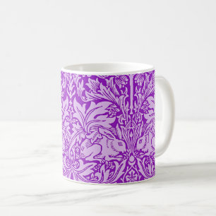 Birds and Rabbits design, lavender color, Coffee Mug
