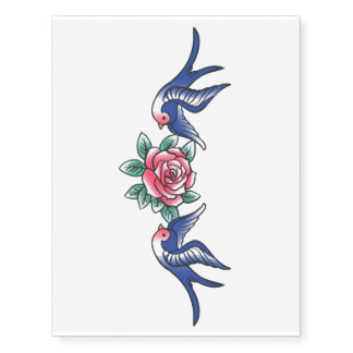 birds and rose temporary tattoos