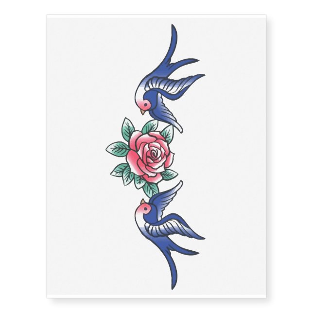 birds and rose temporary tattoos (Front)