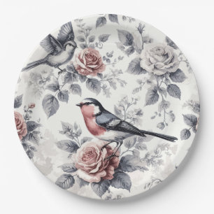 Birds and Roses Paper Plates