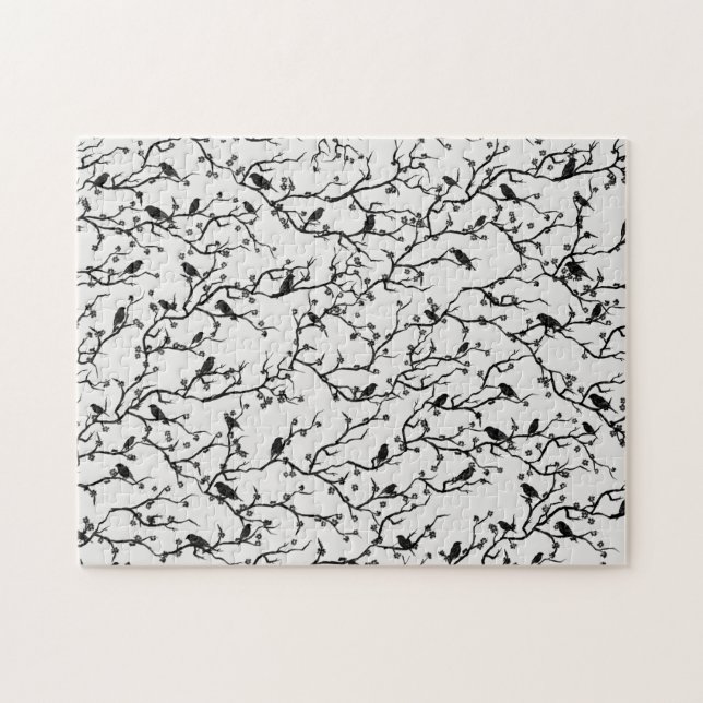 Birds and Sakura Branches Japanese Painting Jigsaw Puzzle (Horizontal)