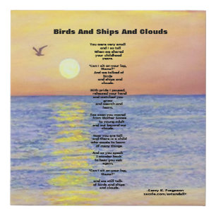 BIRDS AND SHIPS AND CLOUDS FAUX WRAPPED CANVAS