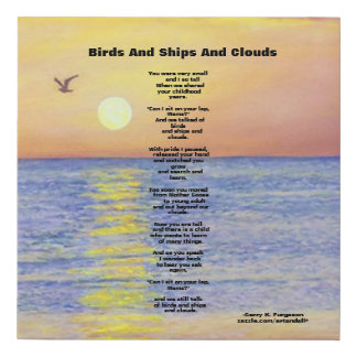 BIRDS AND SHIPS AND CLOUDS FAUX WRAPPED CANVAS