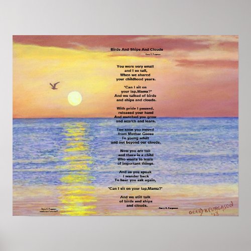 BIRDS AND SHIPS AND CLOUDS OCEAN COLLECTIBLE POEM POSTER