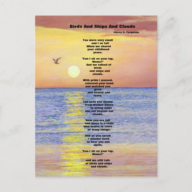 BIRDS AND SHIPS AND CLOUDS  POSTCARD (Front)