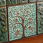 Birds and Tree of Life Sage Green Art Nouveau Ceramic Tile<br><div class="desc">Welcome to CreaTile! Here you will find handmade tile designs that I have personally crafted and vintage ceramic and porcelain clay tiles, whether stained or natural. I love to design tile and ceramic products, hoping to give you a way to transform your home into something you enjoy visiting again and...</div>