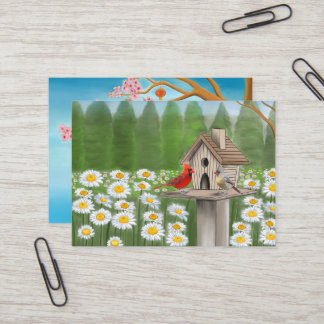 birds and trees with lanterns business card