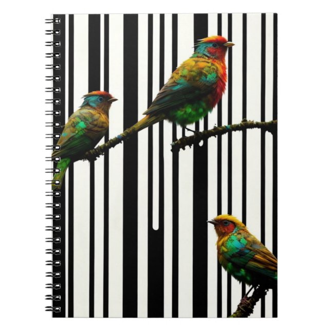 Birds and Vertical Lines Notebook (Front)