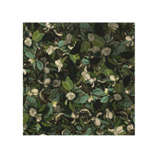 Birds and white flowers wood wall art