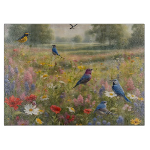 Birds and Wildflowers in the Country Cutting Board