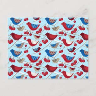 Birds and winter apples postcard
