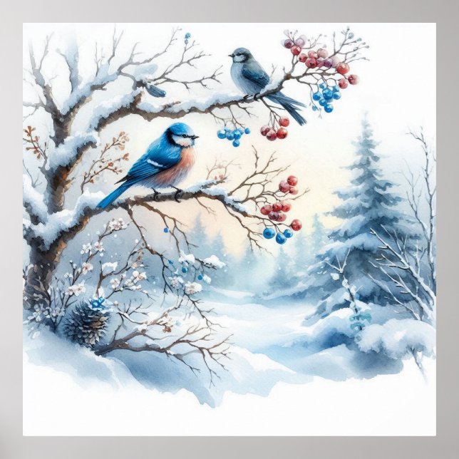 Birds and Winter Landscape 34 Poster (Front)