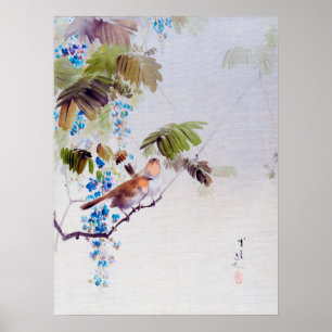 Birds and Wisteria Flowers, Watanabe Seitei Poster