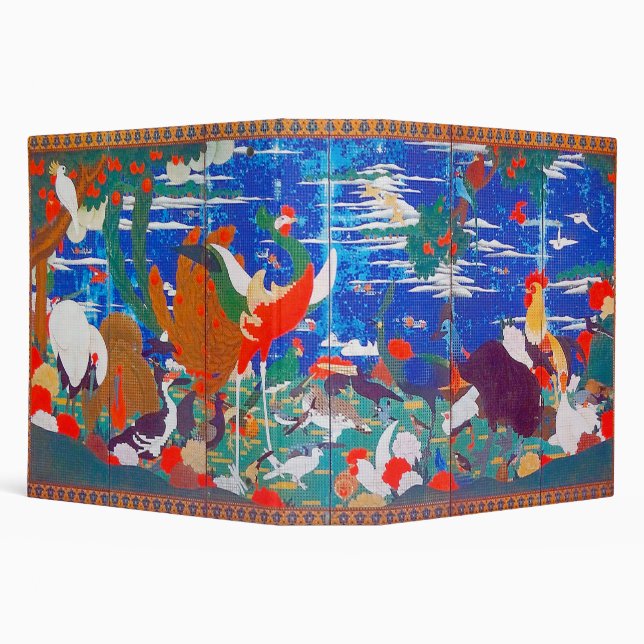 Birds, Animals, and Flowering Plants(Left) Jakuchū 3 Ring Binder (Background)