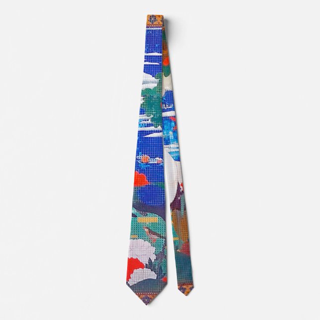Birds, Animals, and Flowering Plants(Left) Jakuchū Neck Tie (Front)