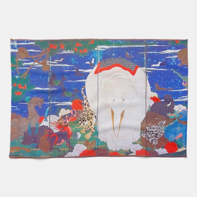 Birds, Animals, and Flowering Plants(Right)Jakuchu Kitchen Towel (Horizontal)