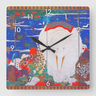 Birds, Animals, and Flowering Plants(Right)Jakuchu Square Wall Clock