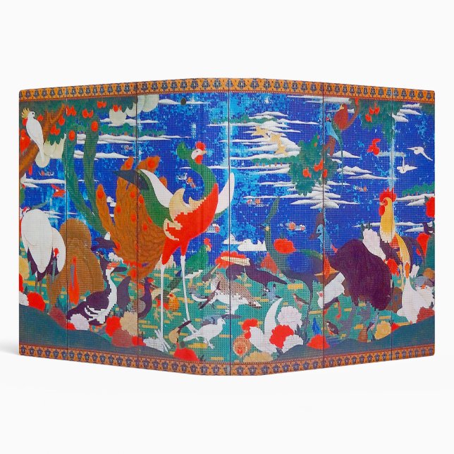 Birds, Animals, & Flowering Plants (Left) Jakuchū 3 Ring Binder (Background)