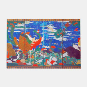 Birds, Animals, & Flowering Plants (Left) Jakuchū Doormat