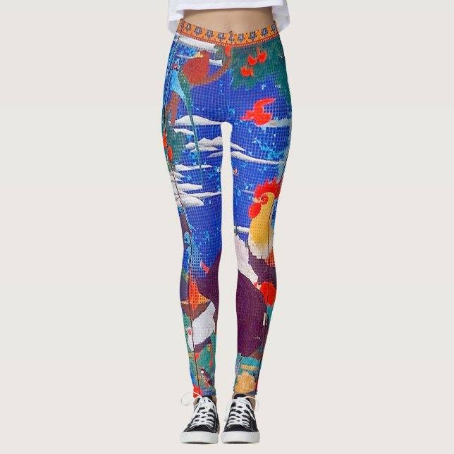 Birds, Animals, & Flowering Plants (Left) Jakuchū Leggings (Front)
