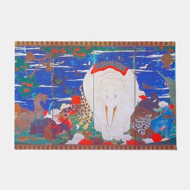 Birds, Animals, & Flowering Plants (Right) Jakuchū Doormat (Front)