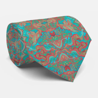 Birds Arabesque Bohemian Boho Turquoise Pattern Neck Tie